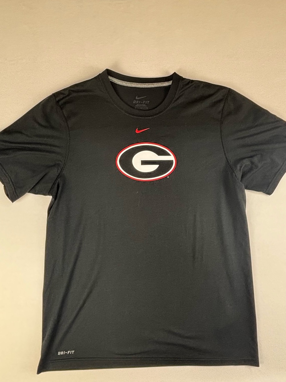 Nike Black Short-Sleeve Dri-FIT Tee with Red & White Georgia 'G' Logo